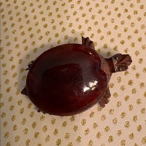 Vintage Turtle Art Deco Brooch Glossy Brown Bakelite Shell & Carved Wood Body